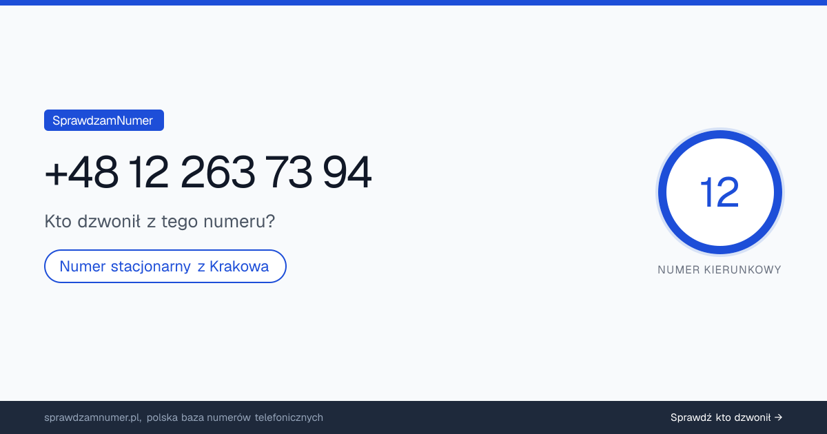 Wynik zaufania i opinie o numerze +48 12 263 73 94, werdykt: neutralny