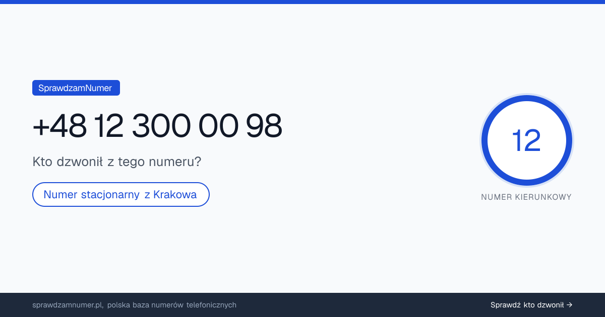Wynik zaufania i opinie o numerze +48 12 300 00 98, werdykt: neutralny