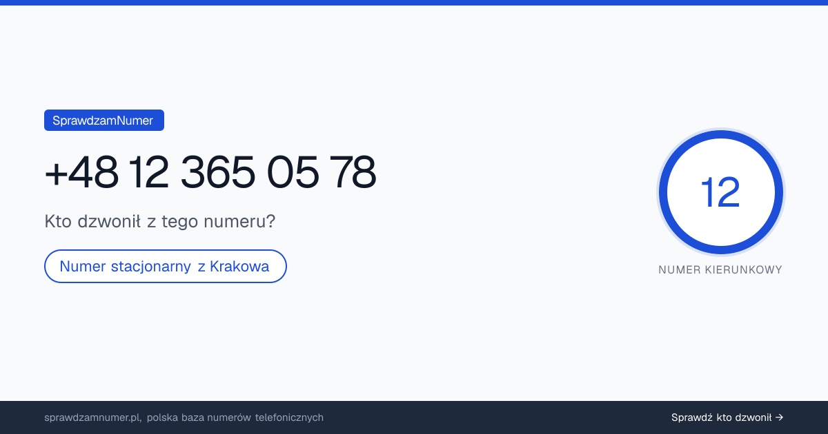 Wynik zaufania i opinie o numerze +48 12 365 05 78, werdykt: neutralny