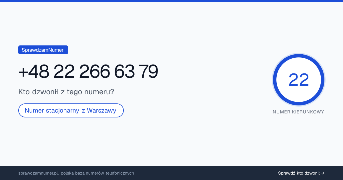 Wynik zaufania i opinie o numerze +48 22 266 63 79, werdykt: neutralny