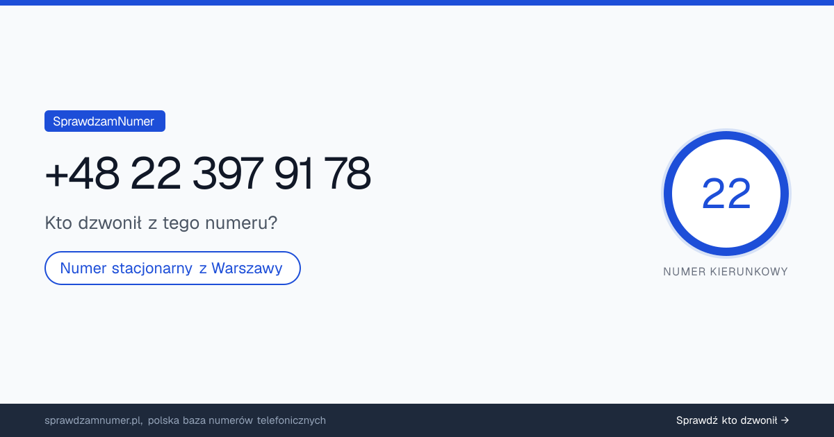 Wynik zaufania i opinie o numerze +48 22 397 91 78, werdykt: neutralny