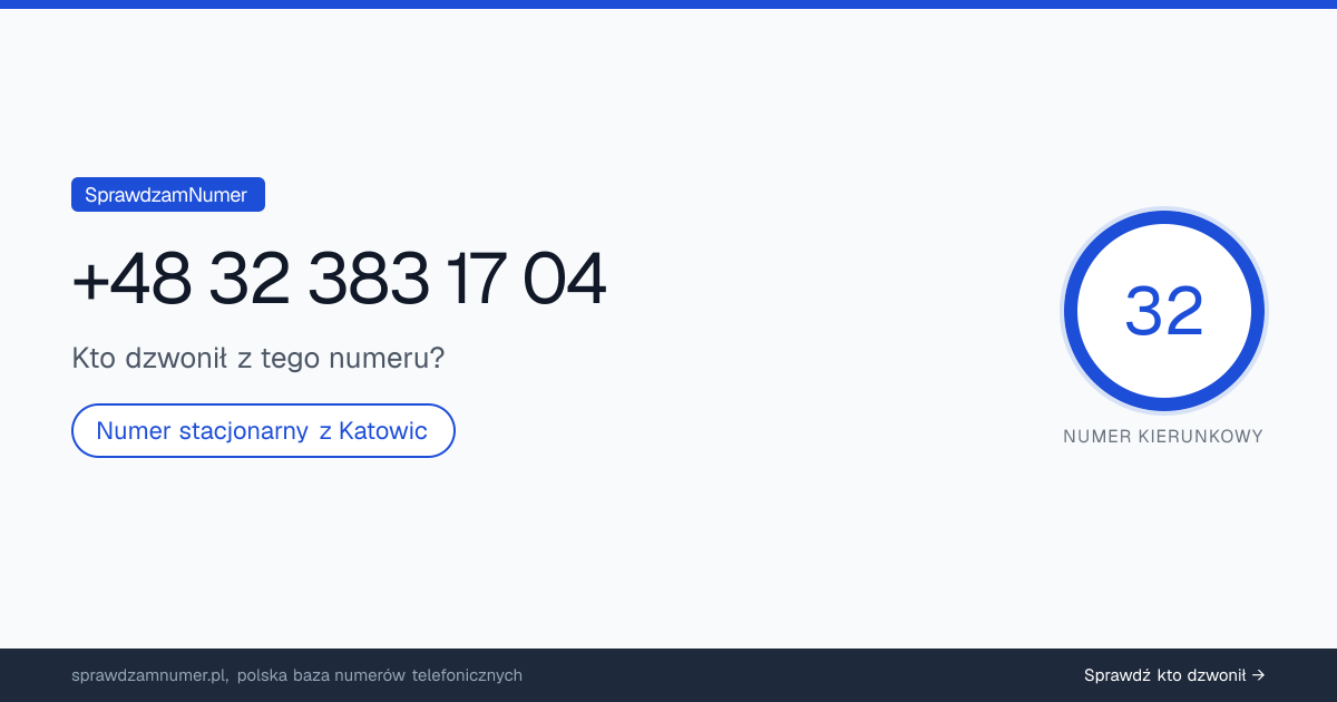 Wynik zaufania i opinie o numerze +48 32 383 17 04, werdykt: neutralny