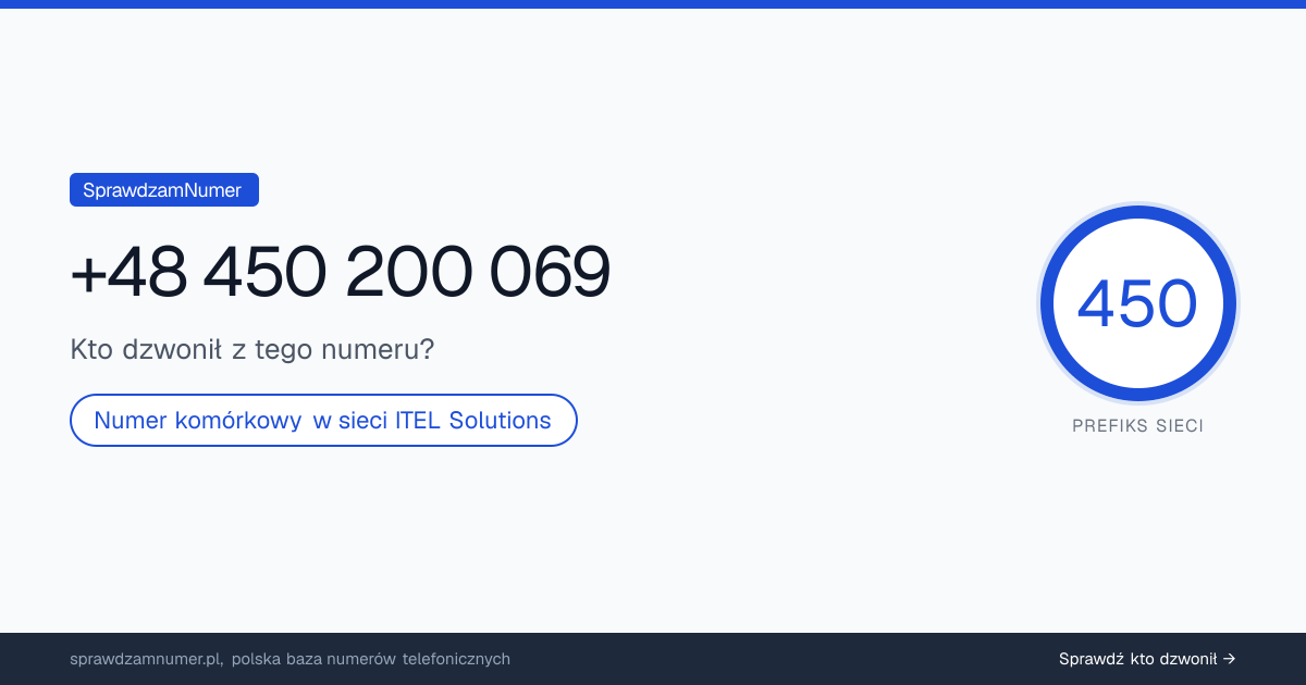 Wynik zaufania i opinie o numerze +48 450 200 069, werdykt: neutralny