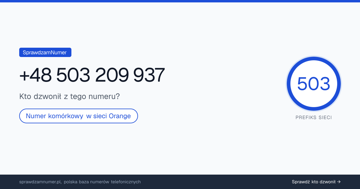 Wynik zaufania i opinie o numerze +48 503 209 937, werdykt: neutralny