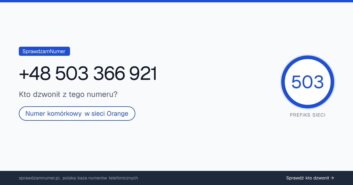 Wynik zaufania i opinie o numerze +48 503 366 921, werdykt: neutralny