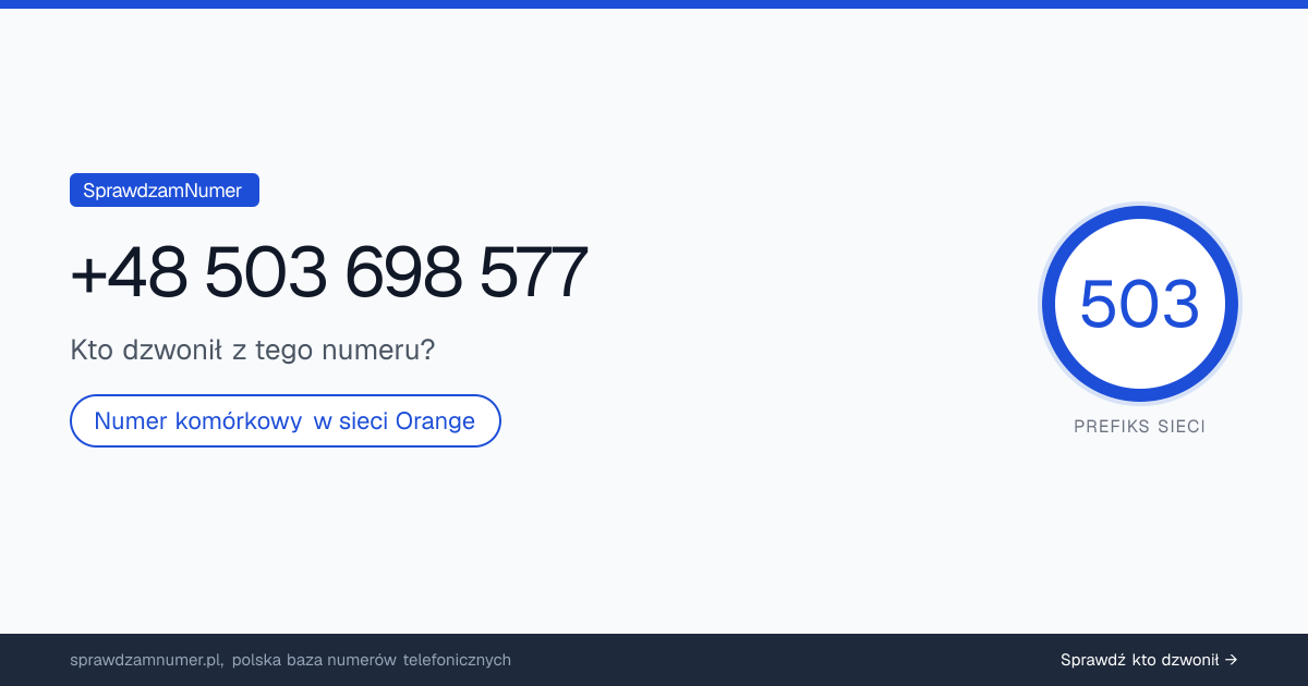Wynik zaufania i opinie o numerze +48 503 698 577, werdykt: neutralny
