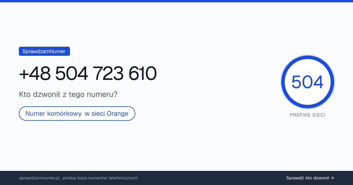 Wynik zaufania i opinie o numerze +48 504 723 610, werdykt: neutralny