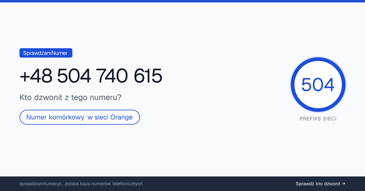 Wynik zaufania i opinie o numerze +48 504 740 615, werdykt: neutralny