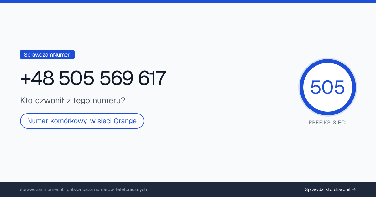 Wynik zaufania i opinie o numerze +48 505 569 617, werdykt: neutralny