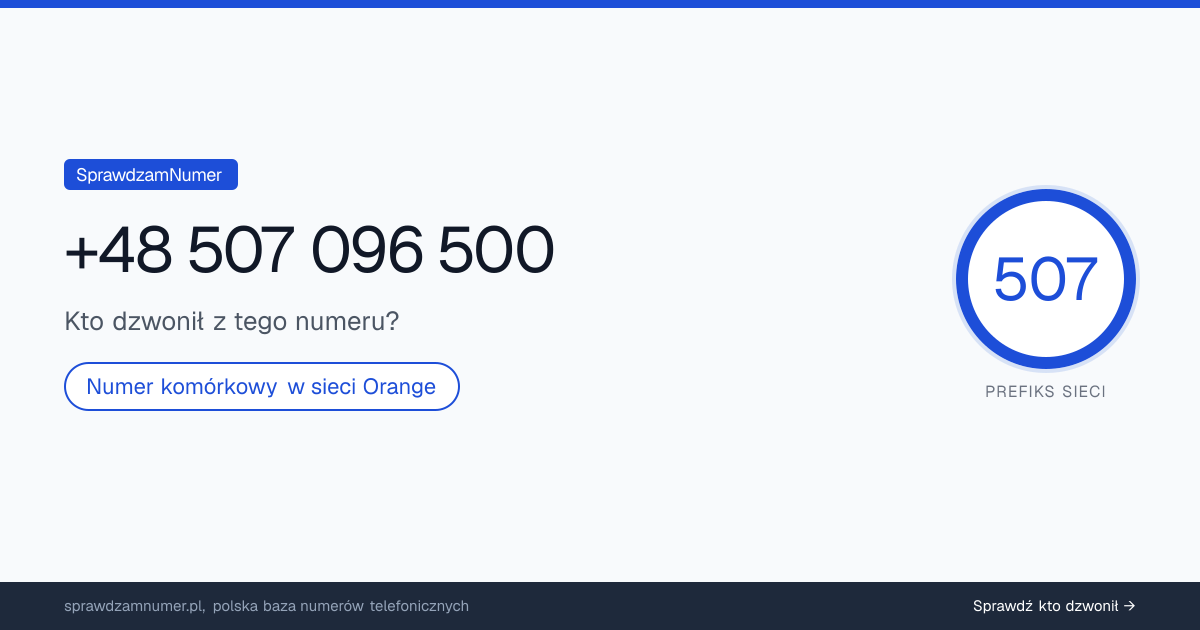 Wynik zaufania i opinie o numerze +48 507 096 500, werdykt: neutralny