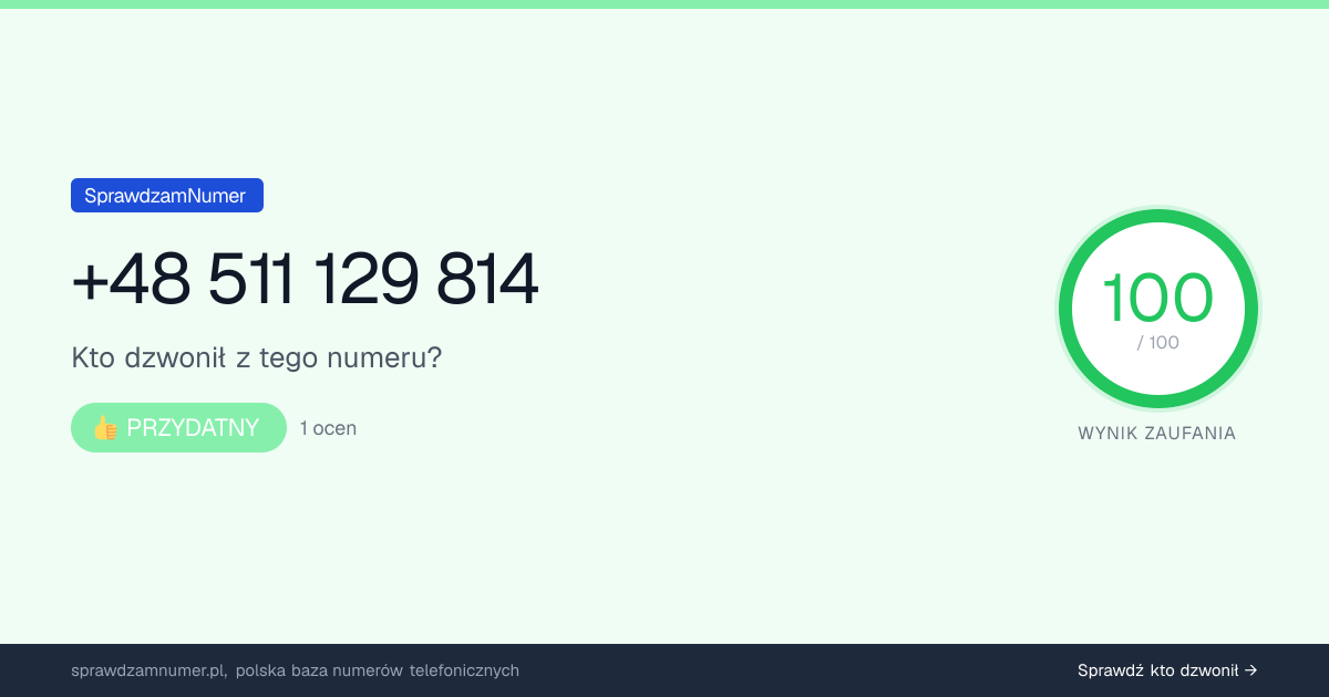 Wynik zaufania i opinie o numerze +48 511 129 814, werdykt: przydatny