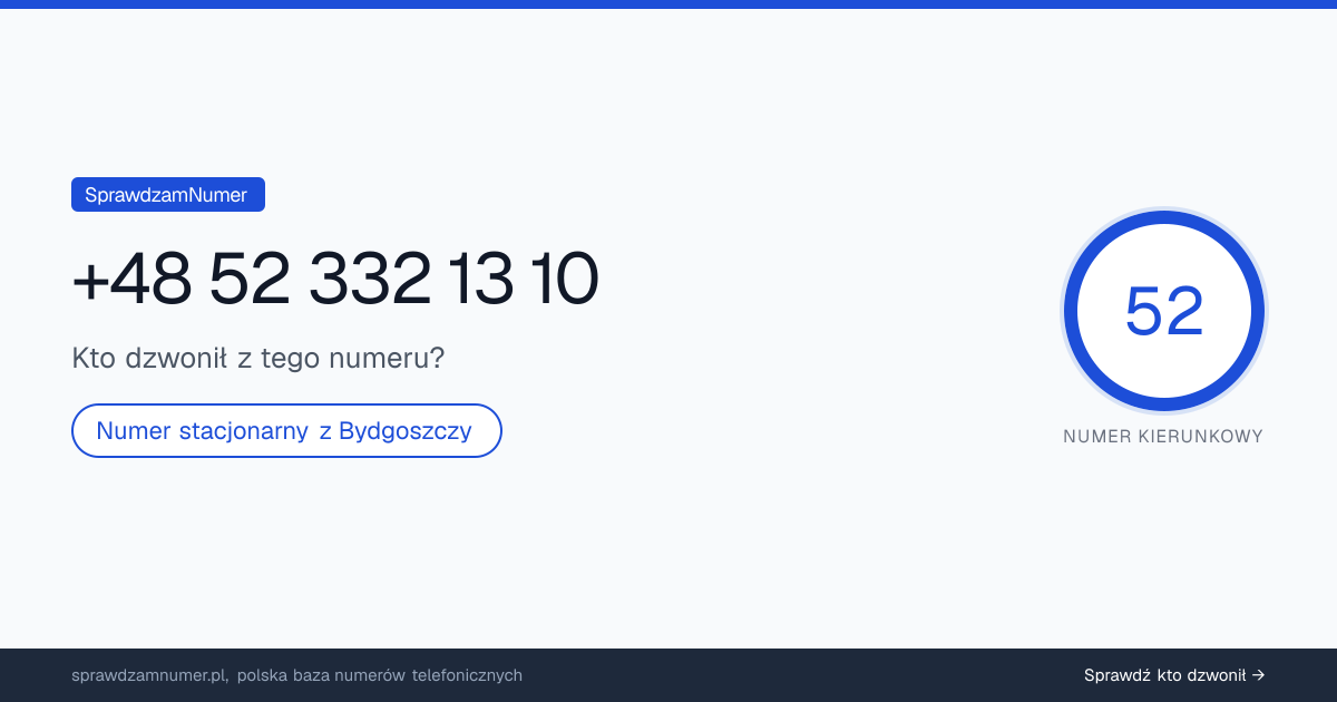 Wynik zaufania i opinie o numerze +48 52 332 13 10, werdykt: neutralny