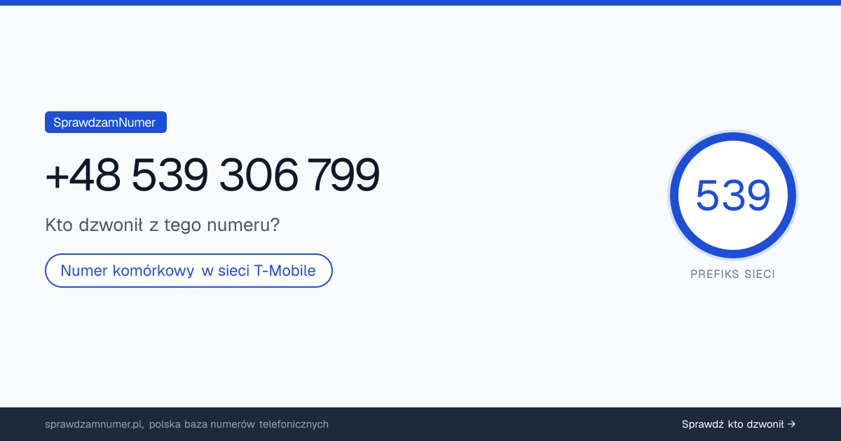 Wynik zaufania i opinie o numerze +48 539 306 799, werdykt: neutralny