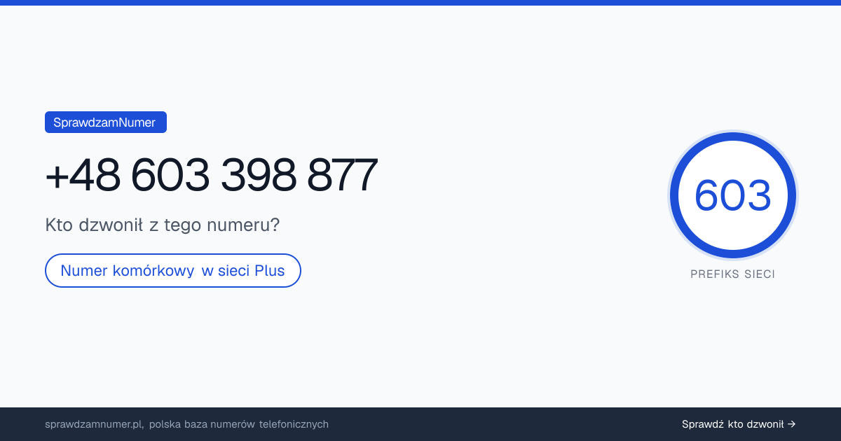 Wynik zaufania i opinie o numerze +48 603 398 877, werdykt: neutralny