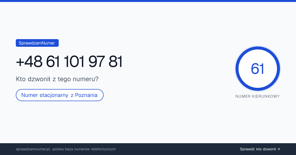 Wynik zaufania i opinie o numerze +48 61 101 97 81, werdykt: neutralny
