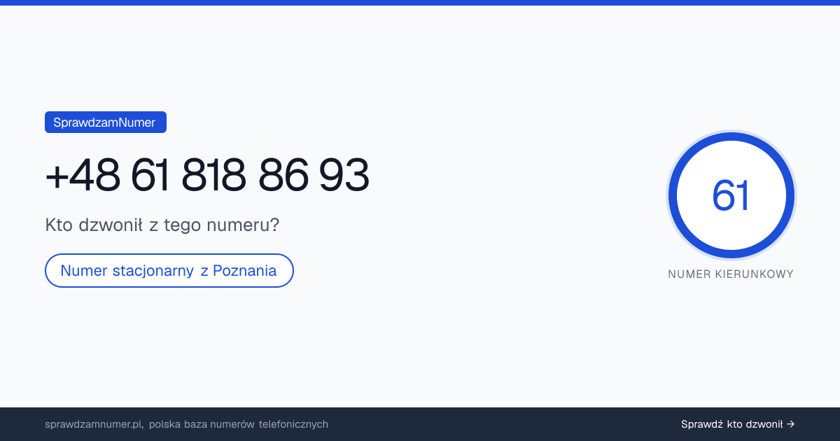 Wynik zaufania i opinie o numerze +48 61 818 86 93, werdykt: neutralny