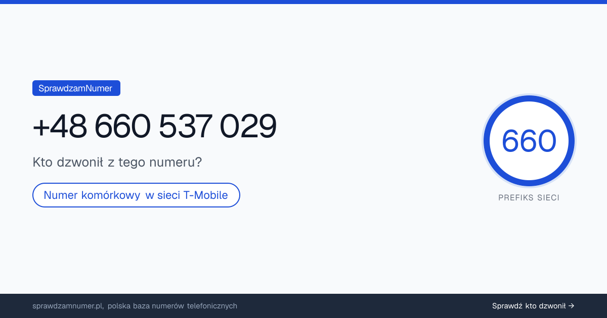 Wynik zaufania i opinie o numerze +48 660 537 029, werdykt: neutralny