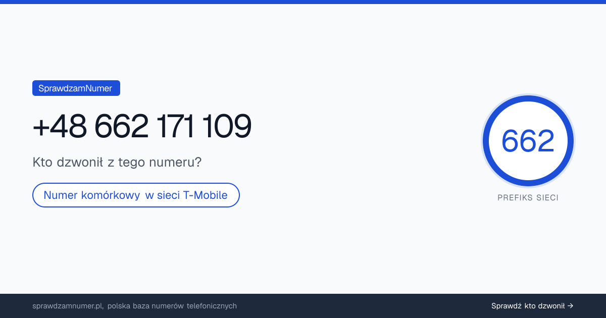 Wynik zaufania i opinie o numerze +48 662 171 109, werdykt: neutralny