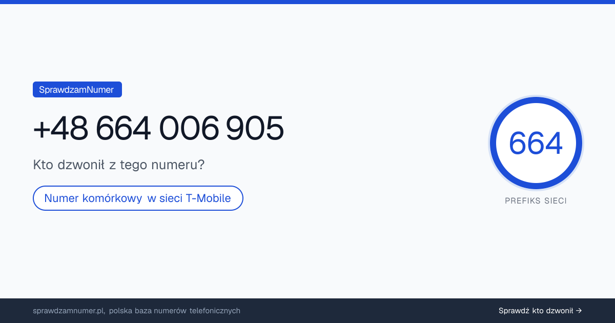 Wynik zaufania i opinie o numerze +48 664 006 905, werdykt: neutralny