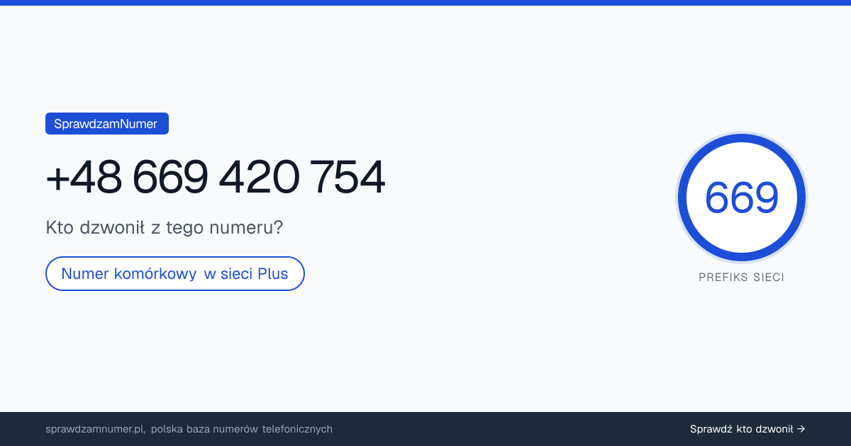 Wynik zaufania i opinie o numerze +48 669 420 754, werdykt: neutralny