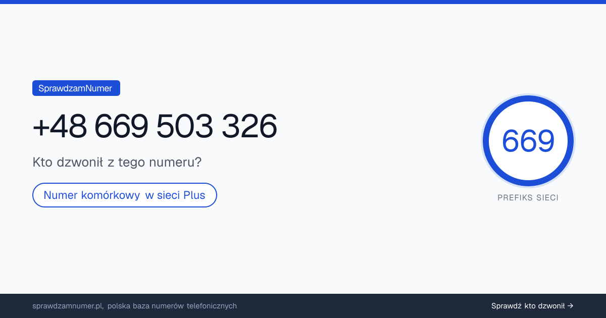 Wynik zaufania i opinie o numerze +48 669 503 326, werdykt: neutralny