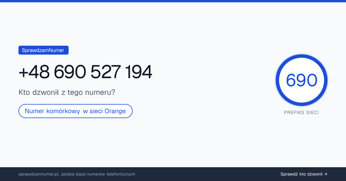 Wynik zaufania i opinie o numerze +48 690 527 194, werdykt: neutralny