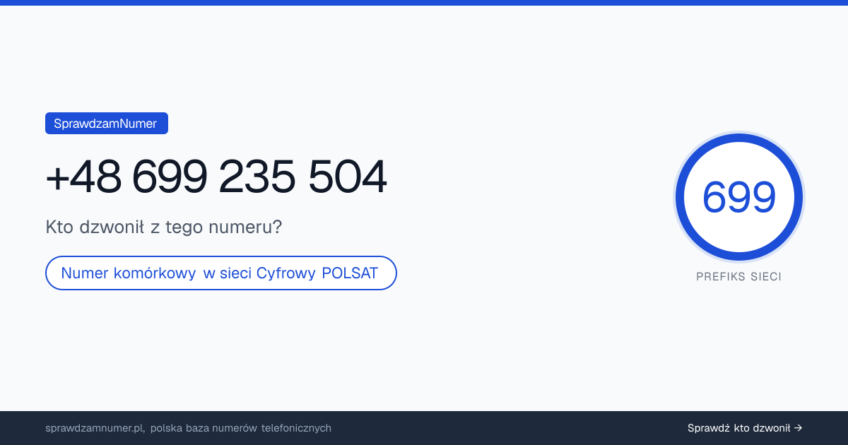 Wynik zaufania i opinie o numerze +48 699 235 504, werdykt: neutralny