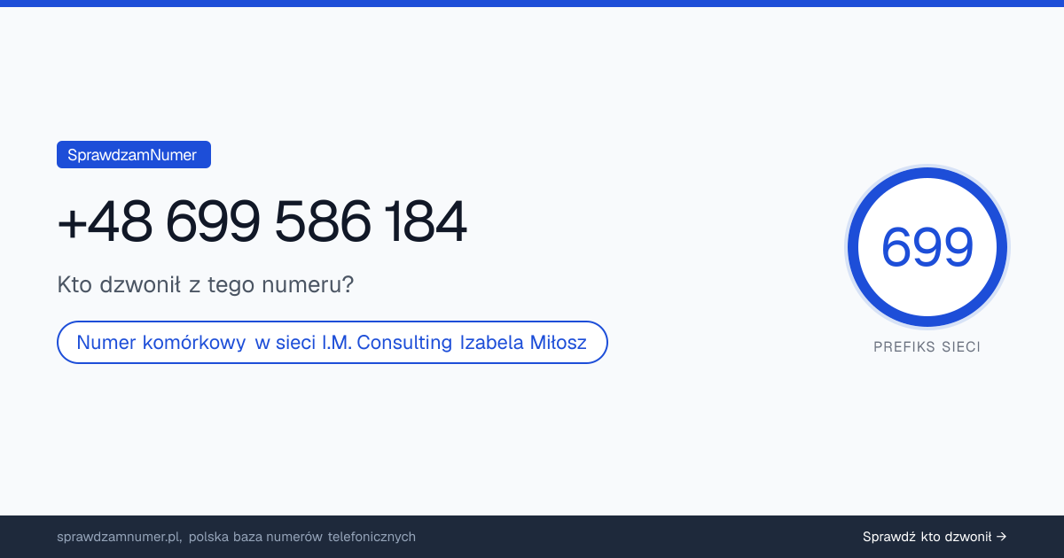 Wynik zaufania i opinie o numerze +48 699 586 184, werdykt: neutralny
