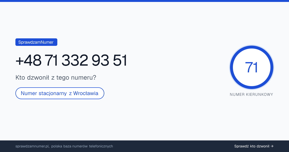 Wynik zaufania i opinie o numerze +48 71 332 93 51, werdykt: neutralny