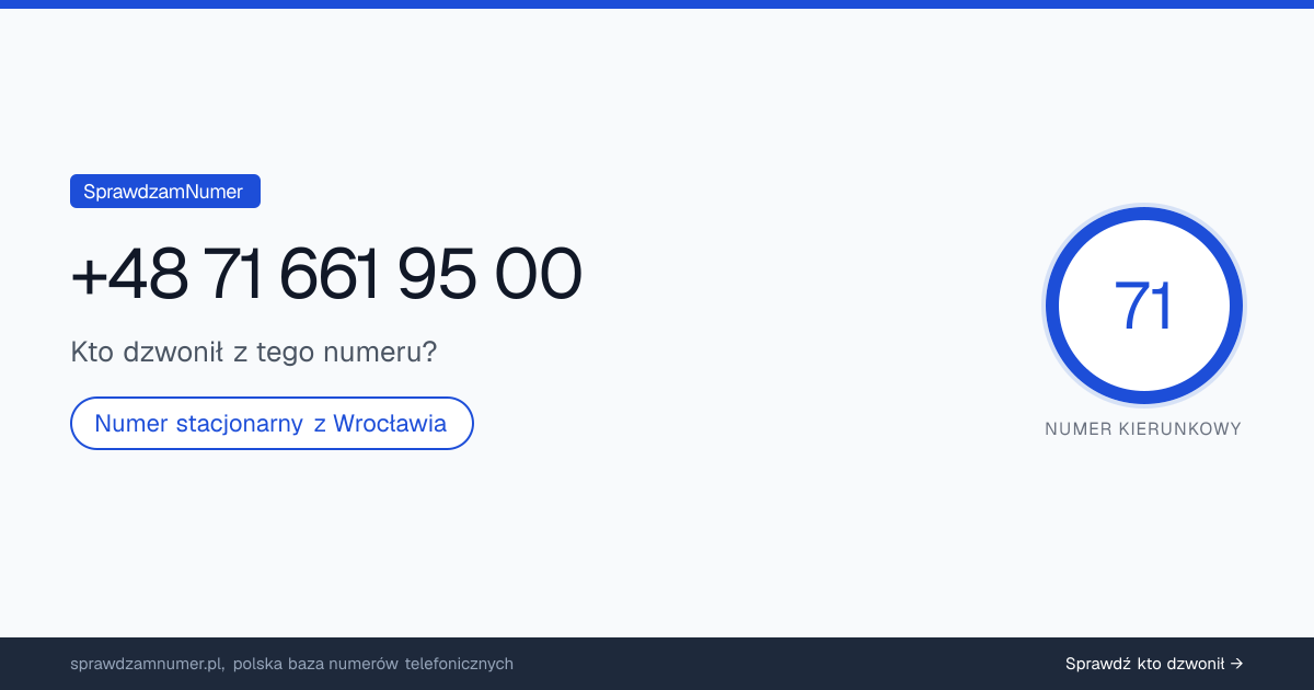 Wynik zaufania i opinie o numerze +48 71 661 95 00, werdykt: neutralny