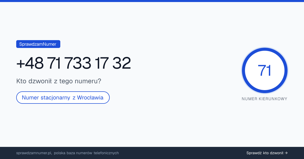 Wynik zaufania i opinie o numerze +48 71 733 17 32, werdykt: neutralny