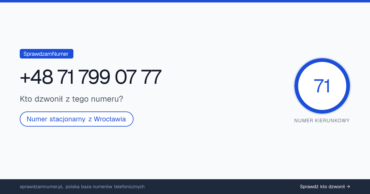 Wynik zaufania i opinie o numerze +48 71 799 07 77, werdykt: neutralny