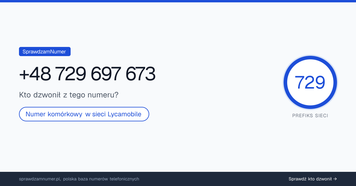 Wynik zaufania i opinie o numerze +48 729 697 673, werdykt: neutralny