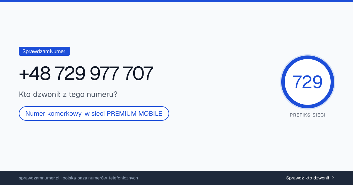 Wynik zaufania i opinie o numerze +48 729 977 707, werdykt: neutralny
