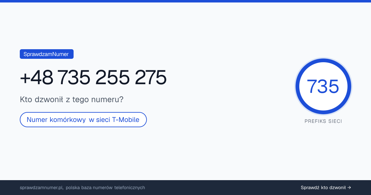 Wynik zaufania i opinie o numerze +48 735 255 275, werdykt: neutralny