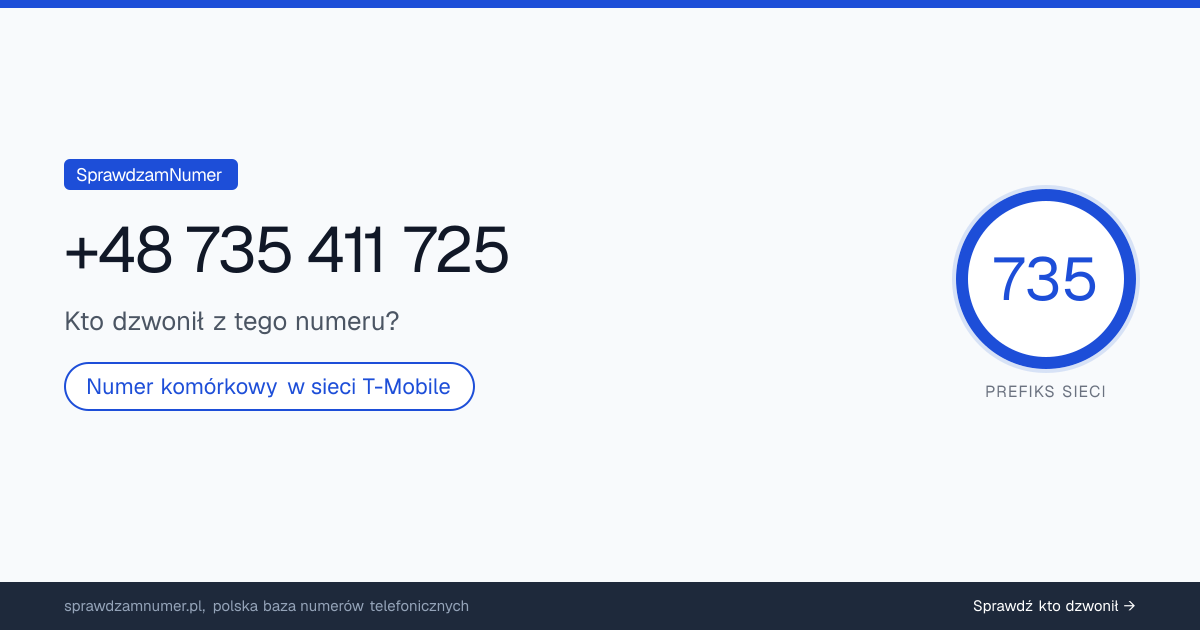 Wynik zaufania i opinie o numerze +48 735 411 725, werdykt: neutralny