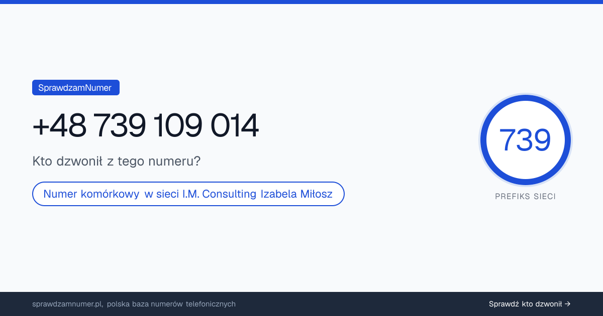 Wynik zaufania i opinie o numerze +48 739 109 014, werdykt: neutralny