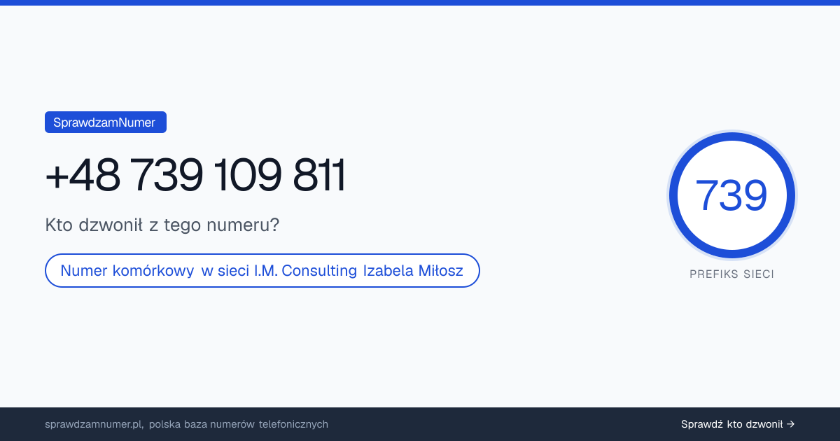 Wynik zaufania i opinie o numerze +48 739 109 811, werdykt: neutralny