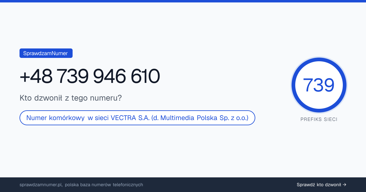 Wynik zaufania i opinie o numerze +48 739 946 610, werdykt: neutralny