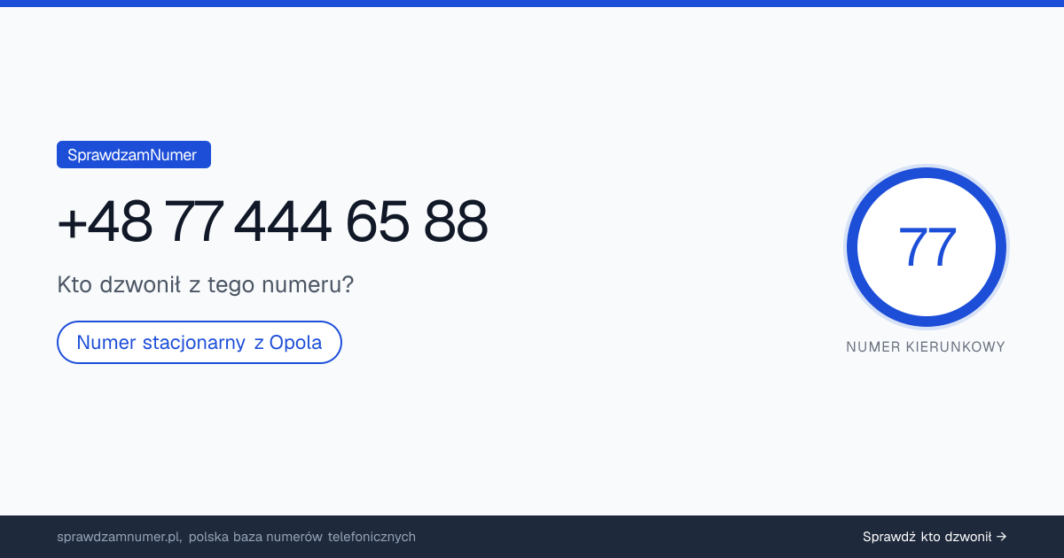 Wynik zaufania i opinie o numerze +48 77 444 65 88, werdykt: neutralny