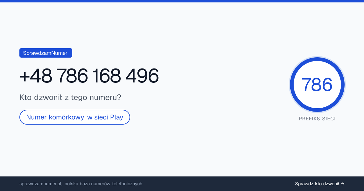 Wynik zaufania i opinie o numerze +48 786 168 496, werdykt: neutralny