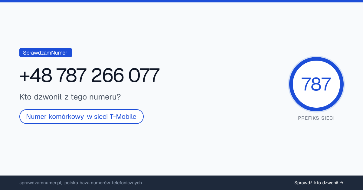Wynik zaufania i opinie o numerze +48 787 266 077, werdykt: neutralny