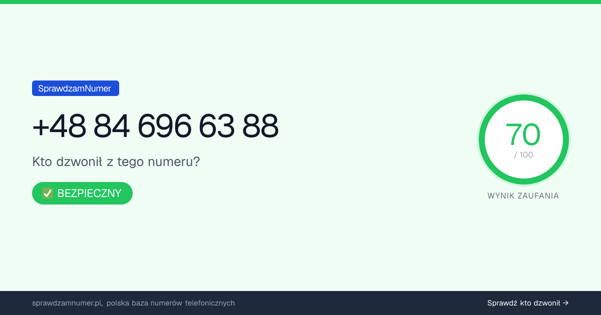 Wynik zaufania i opinie o numerze +48 846 966 388, werdykt: bezpieczny