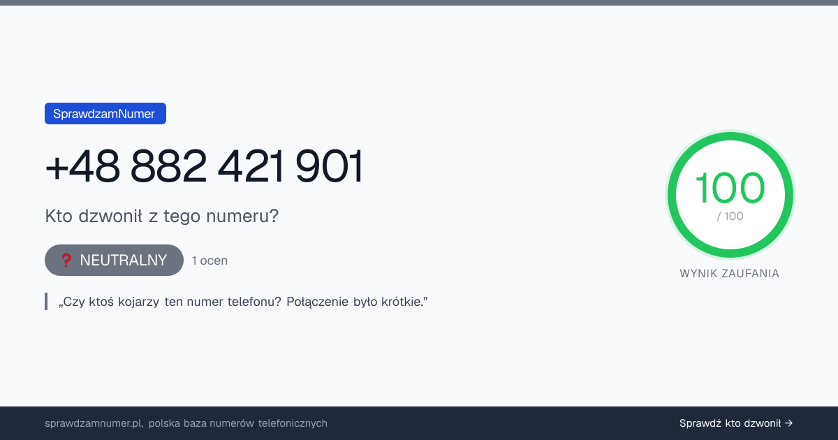 Wynik zaufania i opinie o numerze +48 88 242 19 01, werdykt: neutralny
