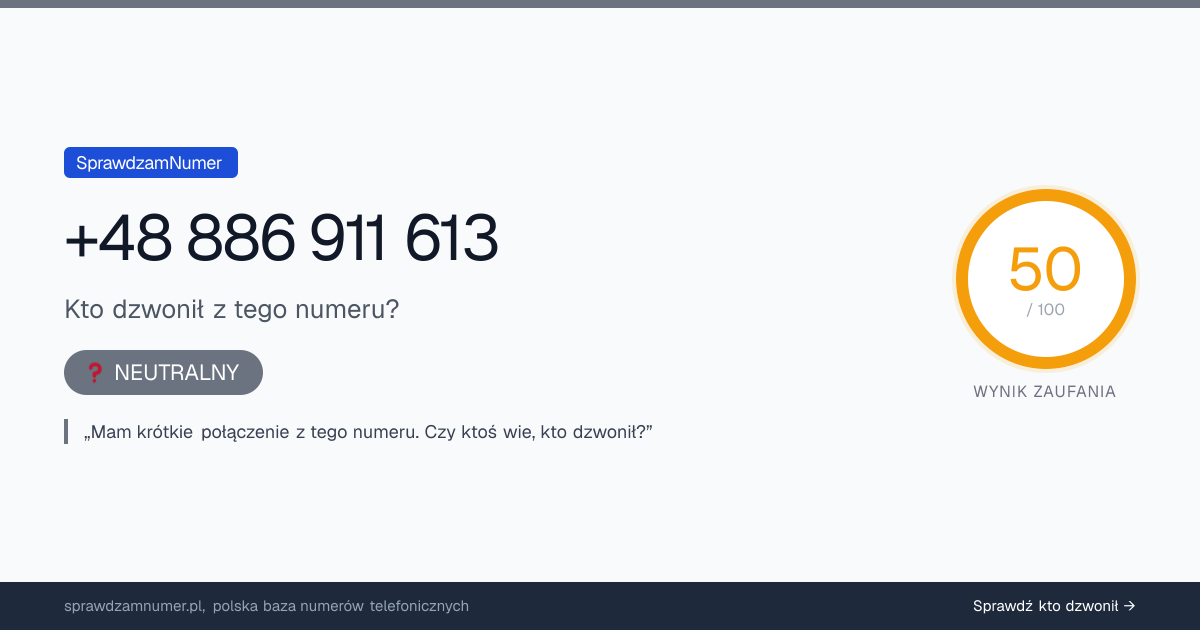 Wynik zaufania i opinie o numerze +48 88 691 16 13, werdykt: neutralny