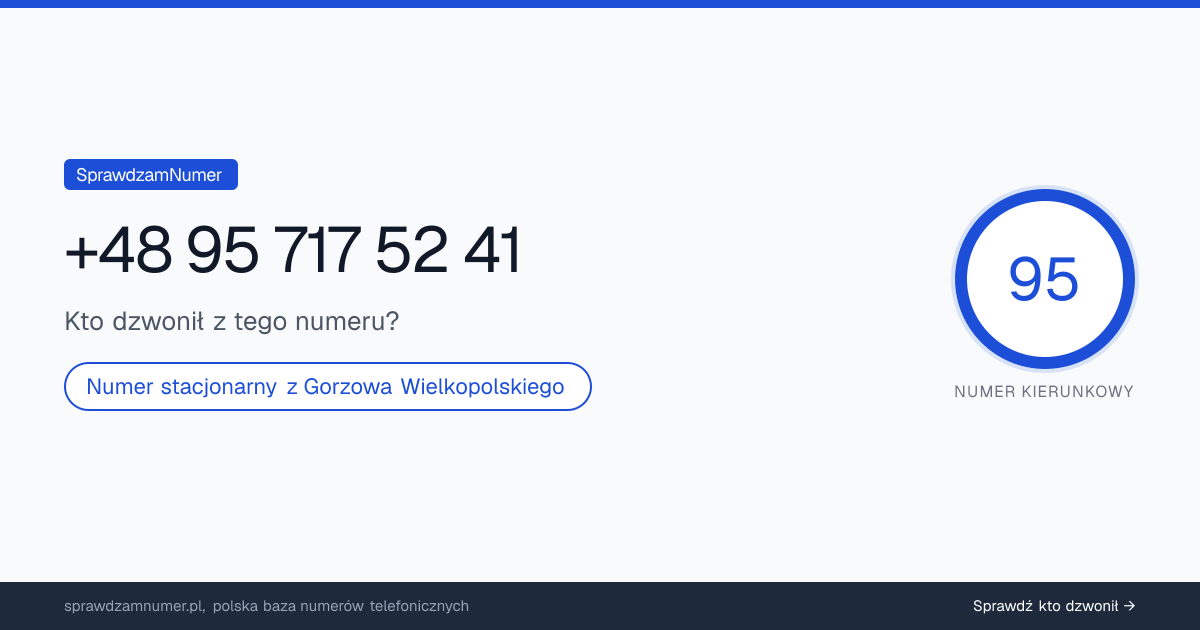 Wynik zaufania i opinie o numerze +48 95 717 52 41, werdykt: neutralny