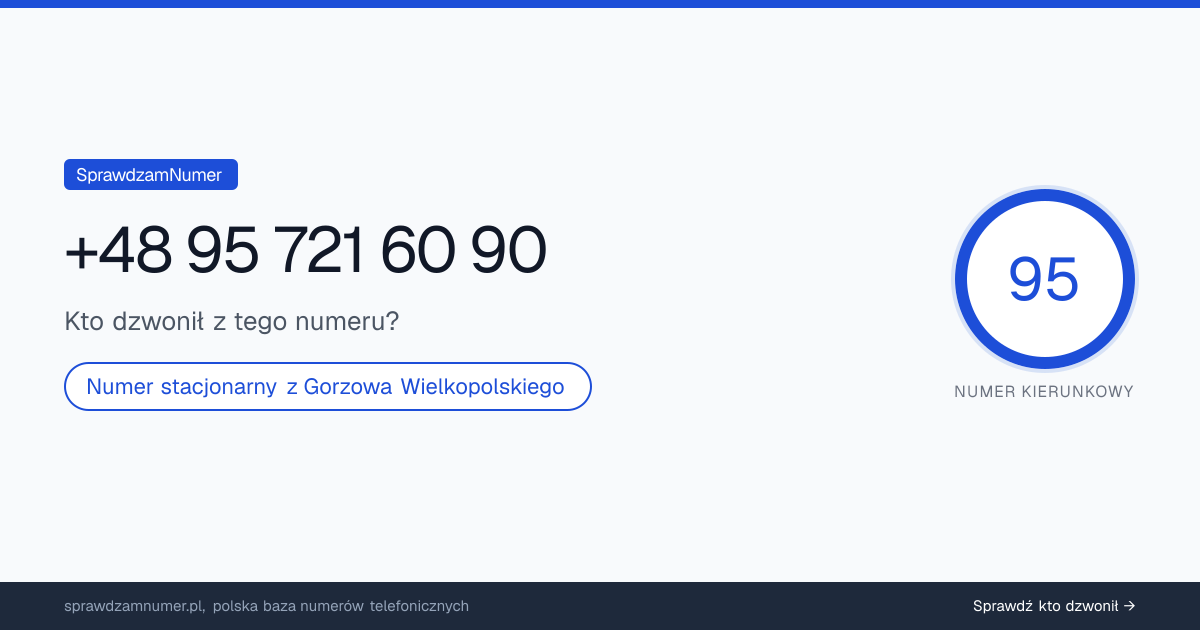 Wynik zaufania i opinie o numerze +48 95 721 60 90, werdykt: neutralny